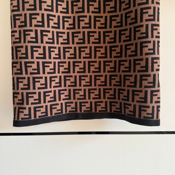 FENDI Brown & BlackMonogram Long Sleeved Knit Dress - Picture 6 of 9